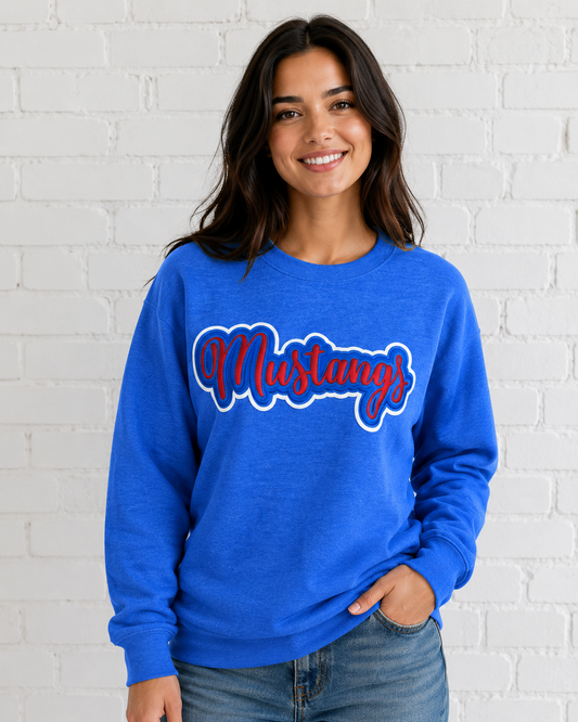 Greenacres Mustangs Htr Deep Royal Gildan RTW Crewneck