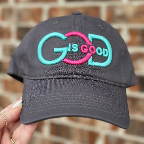 God is Good Embroidered Puff Caps