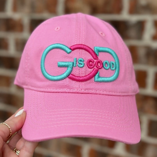 God is Good Embroidered Puff Caps