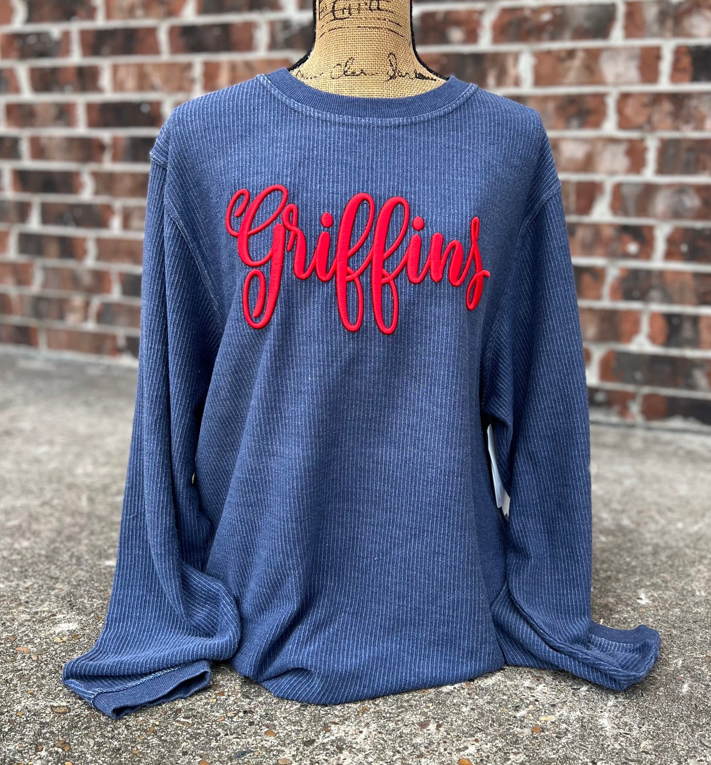 Griffins Embroidered Puff Boxercraft Corded Crewneck