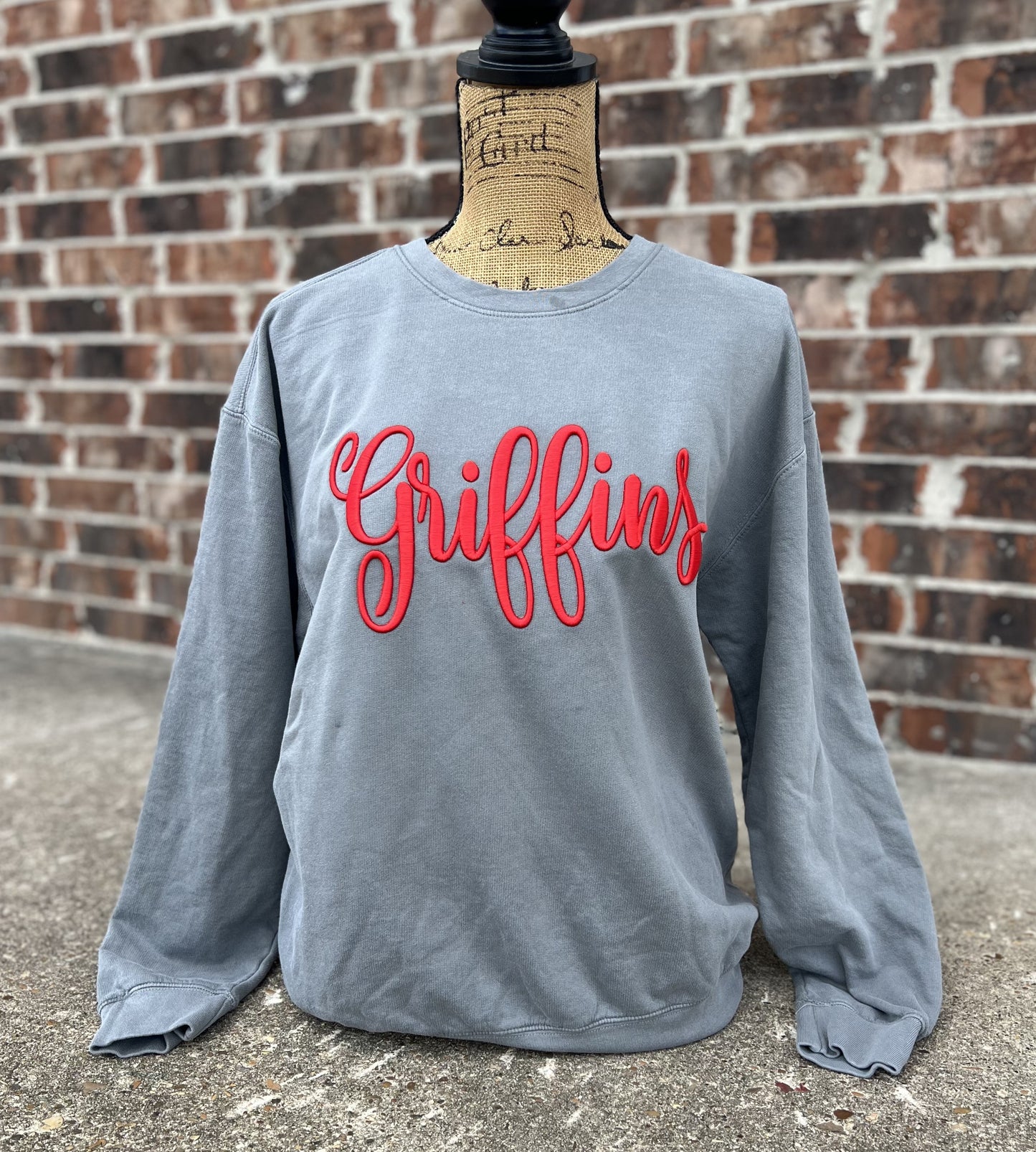 Griffins Embroidered Puff Grey CC Crewneck