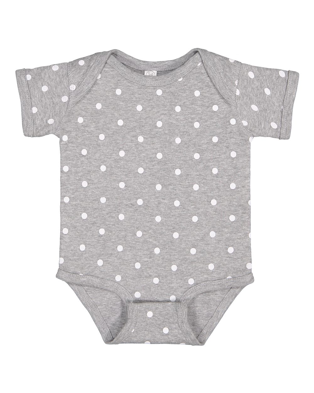 Heather/White Dots Rabbit Skins Infant Baby Rib Bodysuit - 4400