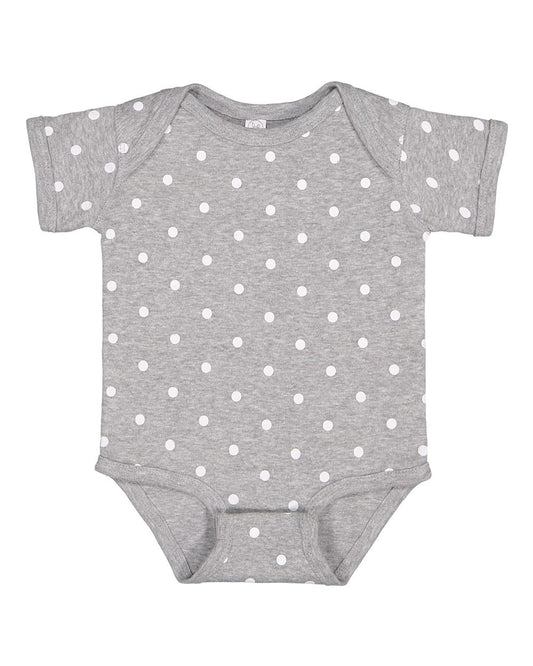 Heather/White Dots Rabbit Skins Infant Baby Rib Bodysuit - 4400