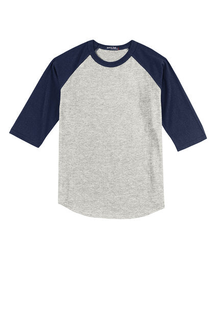 Htr Grey/Navy Sport-Tek Youth 3/4 Sleeve YT200