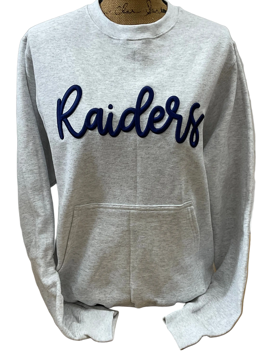 Ash Raiders Embroidered Puff P and C Crewneck