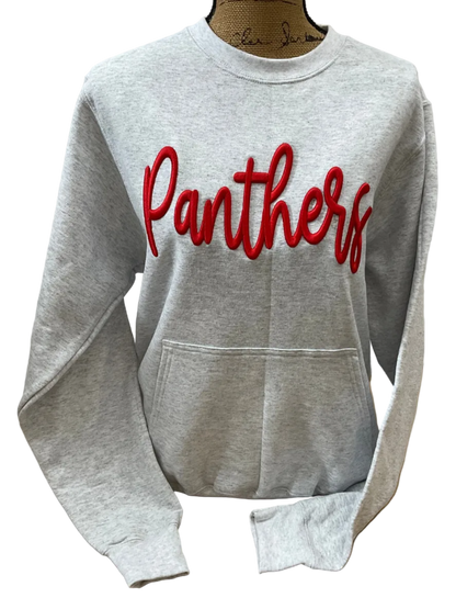 Panthers Embroidered Puff Port and Co. Crewneck