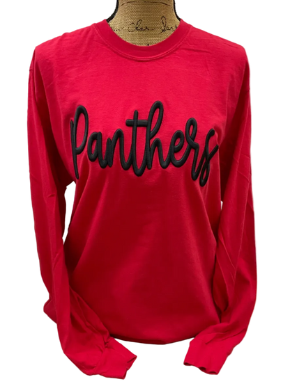 Panthers Embroidered Puff Comfort Colors Long Sleeve