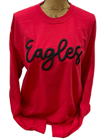 Eagles Embroidered Puff Comfort Colors Long Sleeve