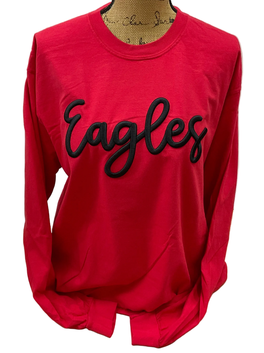 Eagles Embroidered Puff Comfort Colors Long Sleeve