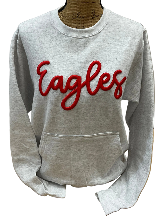 Ash Eagles Embroidered Puff P and C Crewneck