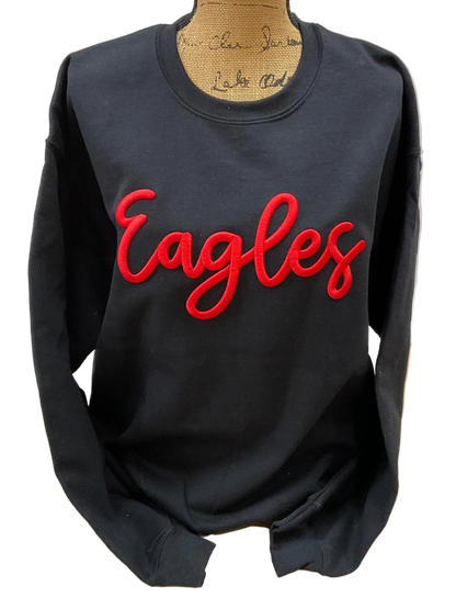 Eagles Embroidered Puff Gildan Crewneck
