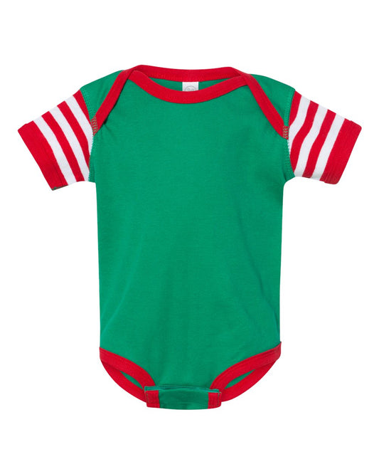 Kelly/Red/Red Wht Str Rabbit Skins Infant Baby Rib Bodysuit - 4400