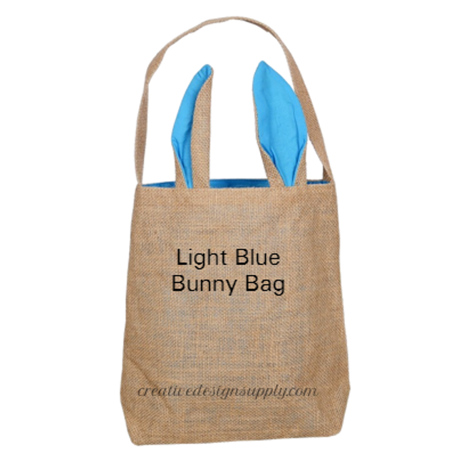 Light Blue Burlap Bunny Bag