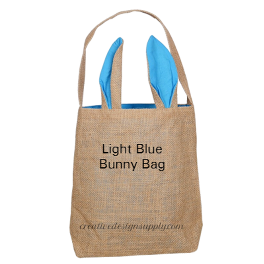 Light Blue Burlap Bunny Bag