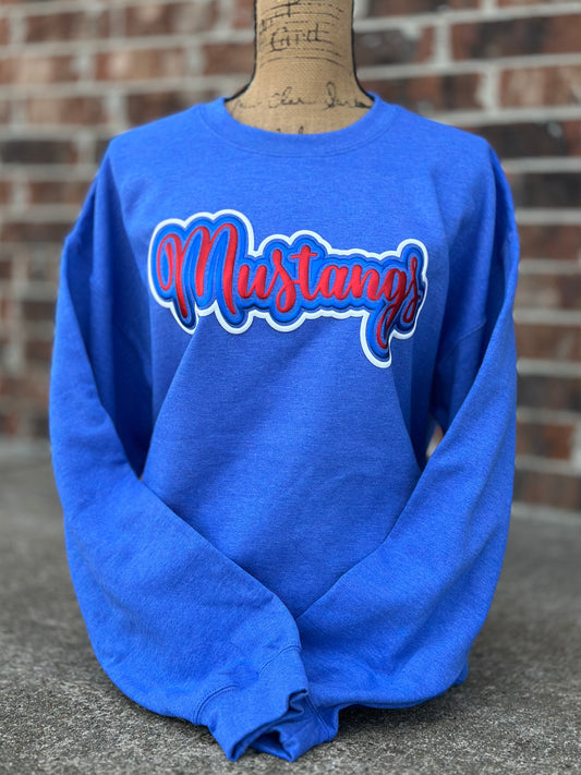 Greenacres Mustangs Htr Deep Royal Gildan RTW Crewneck