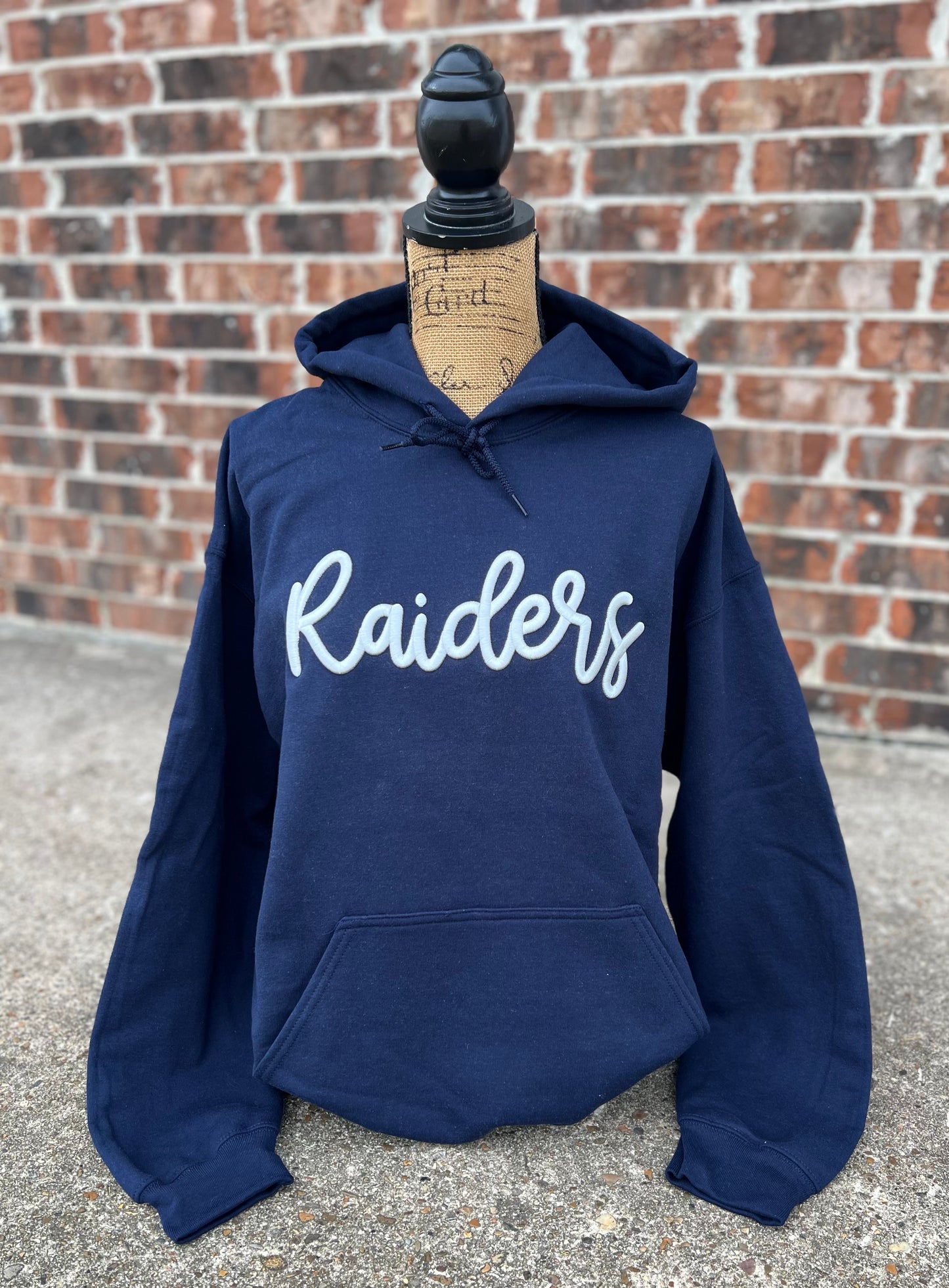Navy Raiders Embroidered Puff Gildan Hoodie