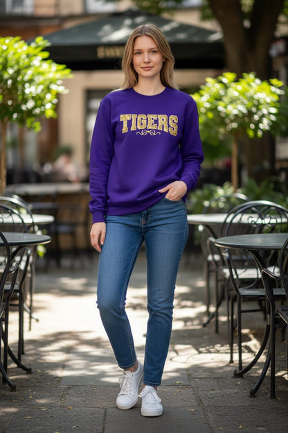 Tigers Sequin Embroidery Crewneck