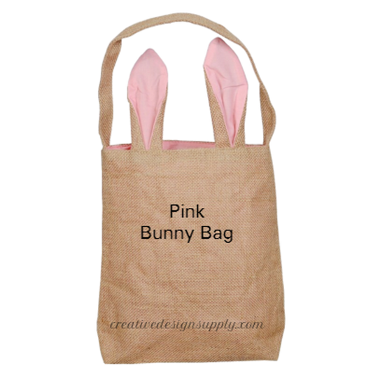 Pink Burlap Bunny Bag