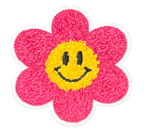 3.5" Chenille Flower w/Smiley Face