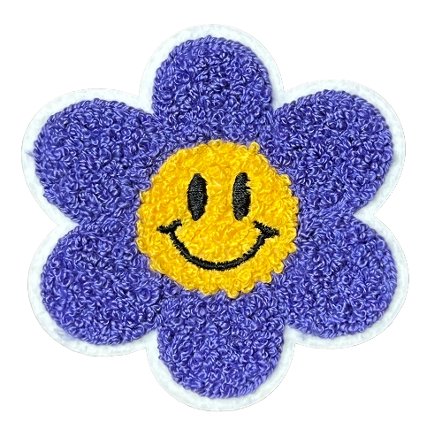 3.5" Chenille Flower w/Smiley Face