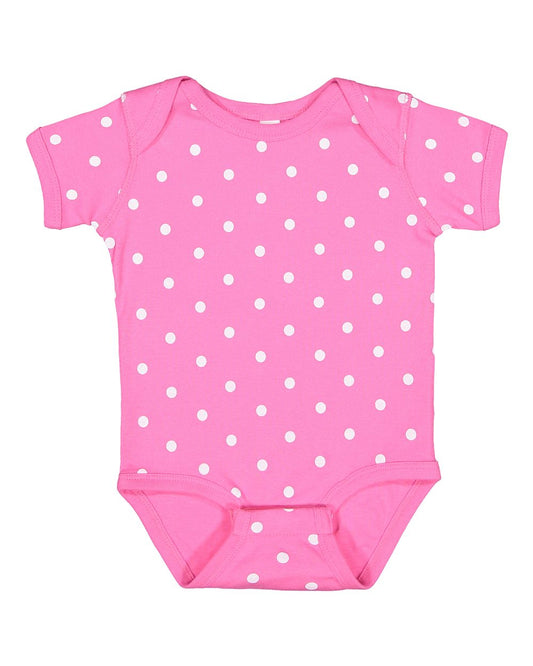 Raspberry/White Dots Rabbit Skins Infant Baby Rib Bodysuit - 4400