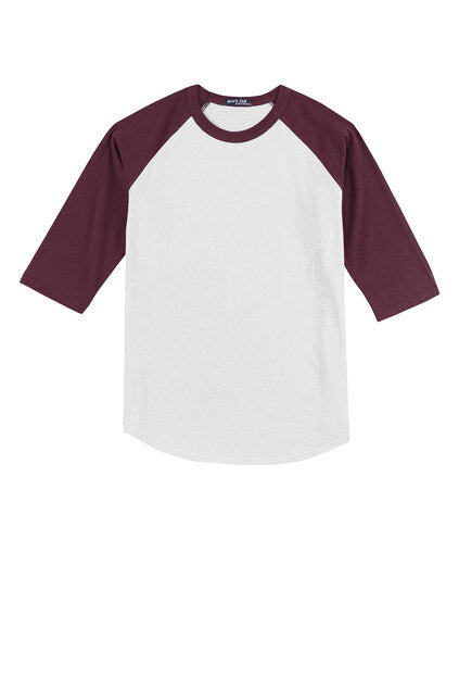 W/Maroon Sport-Tek Youth 3/4 Sleeve YT200