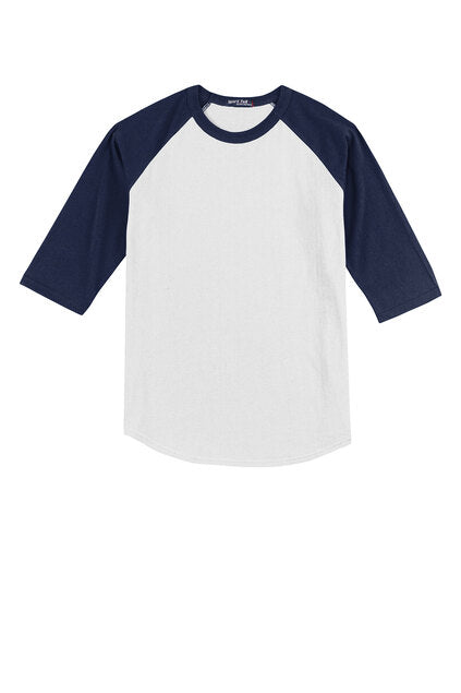 W/Navy Sport-Tek Youth 3/4 Sleeve YT200