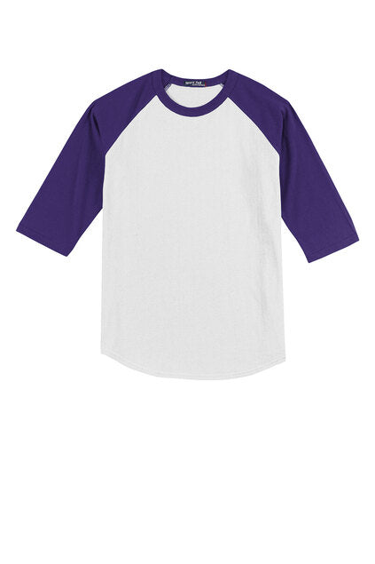 W/Purple Sport-Tek Youth 3/4 Sleeve YT200