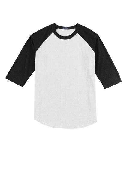 W/Black Sport-Tek Adult 3/4 Sleeve T200