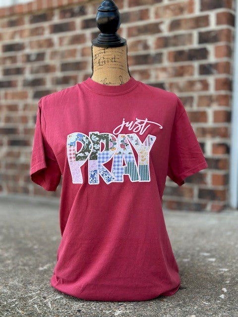 Just Pray Comfort Color Applique Tee