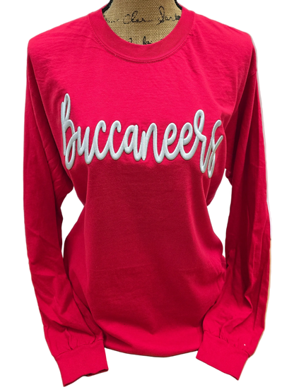 Buccaneers Embroidered Puff Comfort Colors Long Sleeve