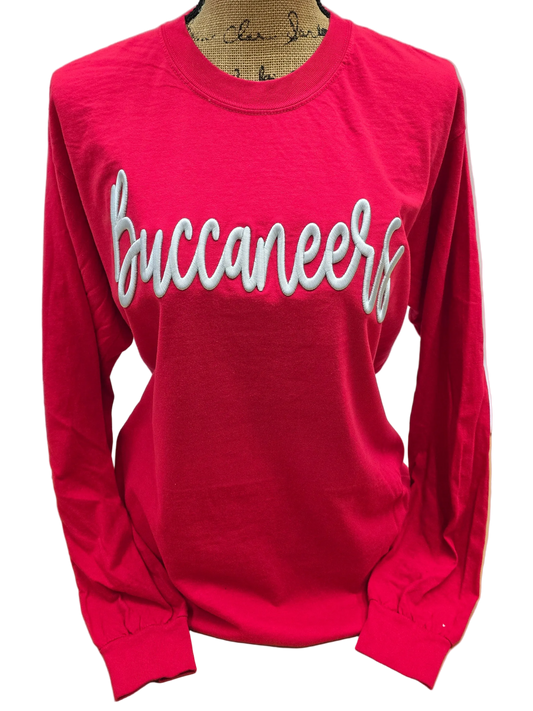 Buccaneers Embroidered Puff Comfort Colors Long Sleeve