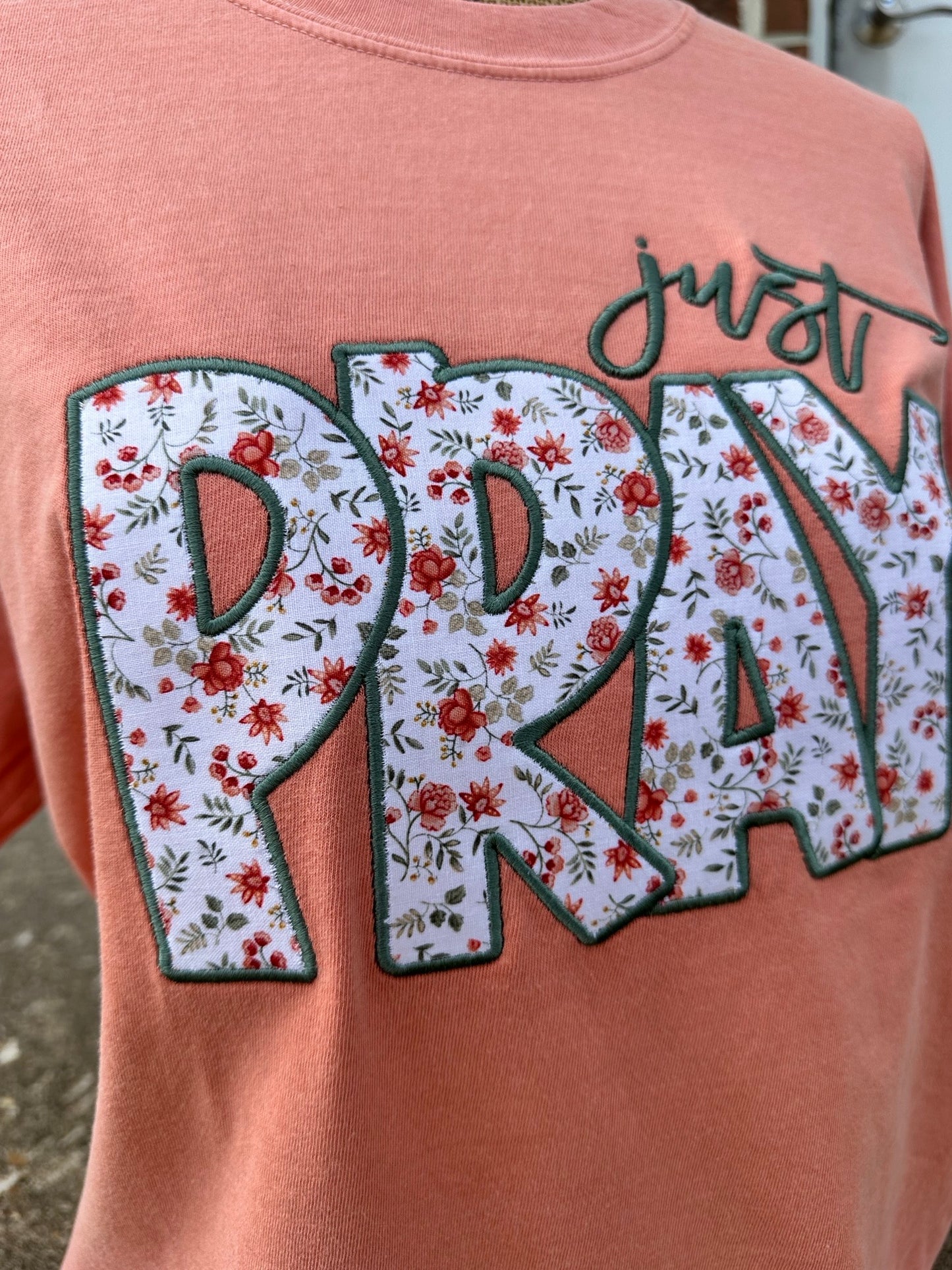 Just Pray Comfort Color Applique Tee