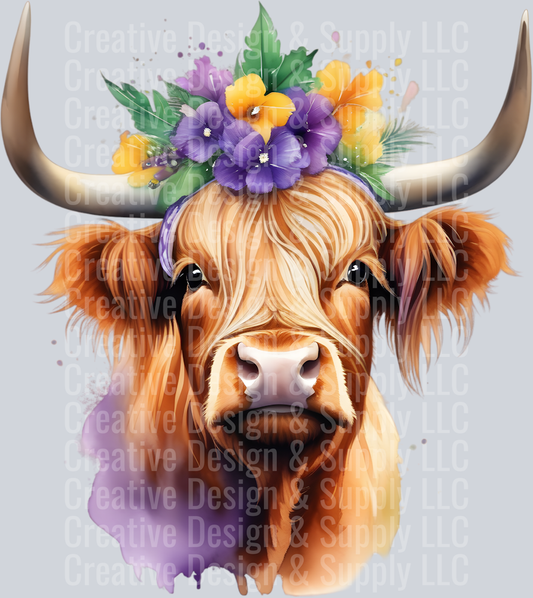Mardi Gras Highland Cow CF 2406