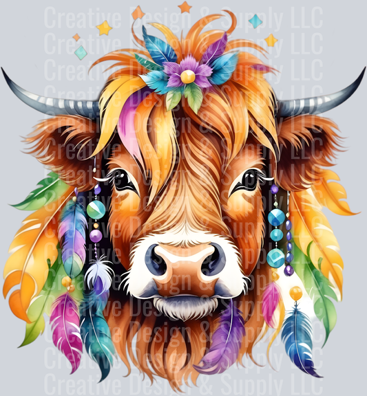 Mardi Gras Highland Cow CF 2410