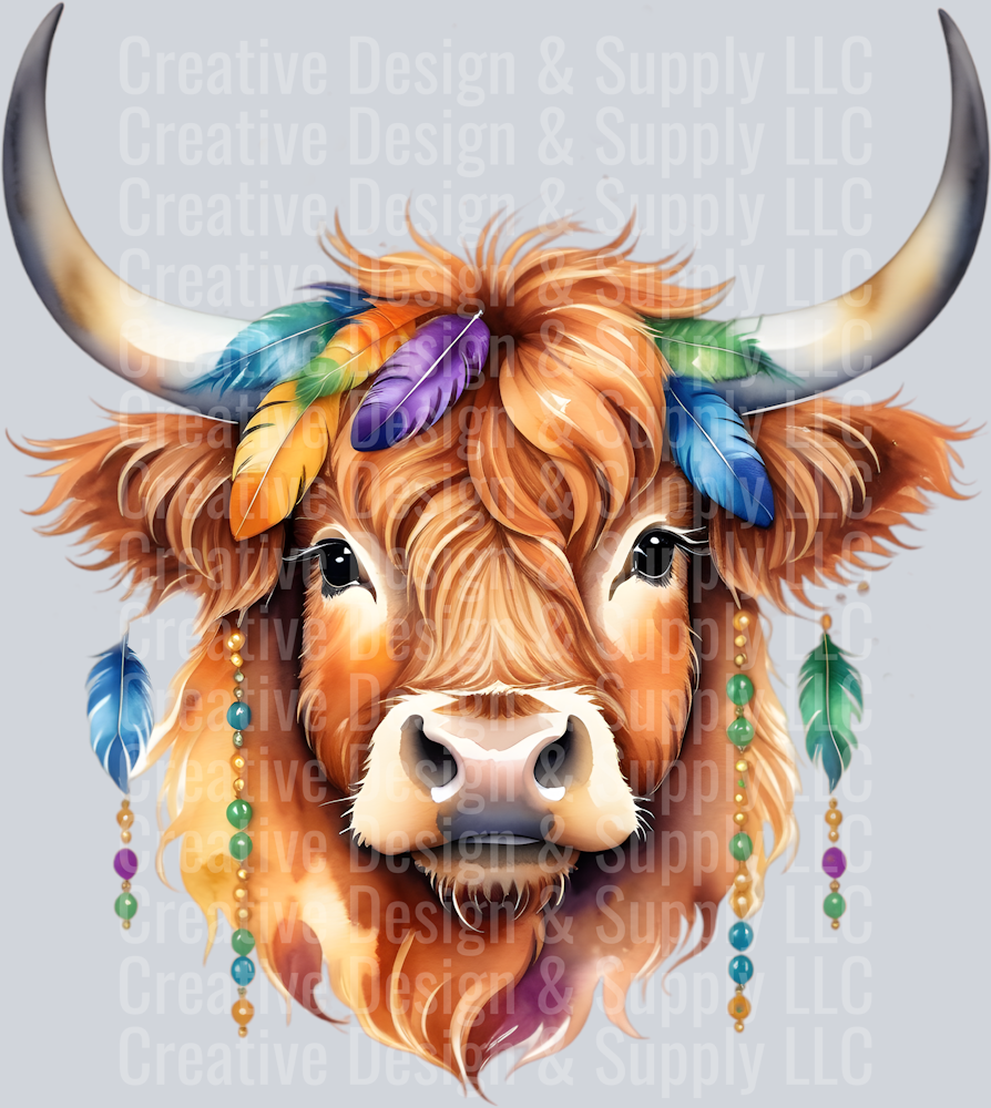 Mardi Gras Highland Cow CF 2408