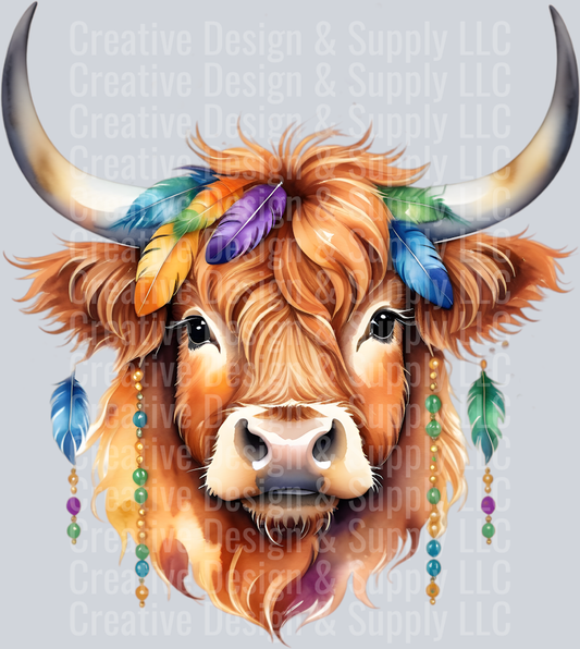 Mardi Gras Highland Cow CF 2408