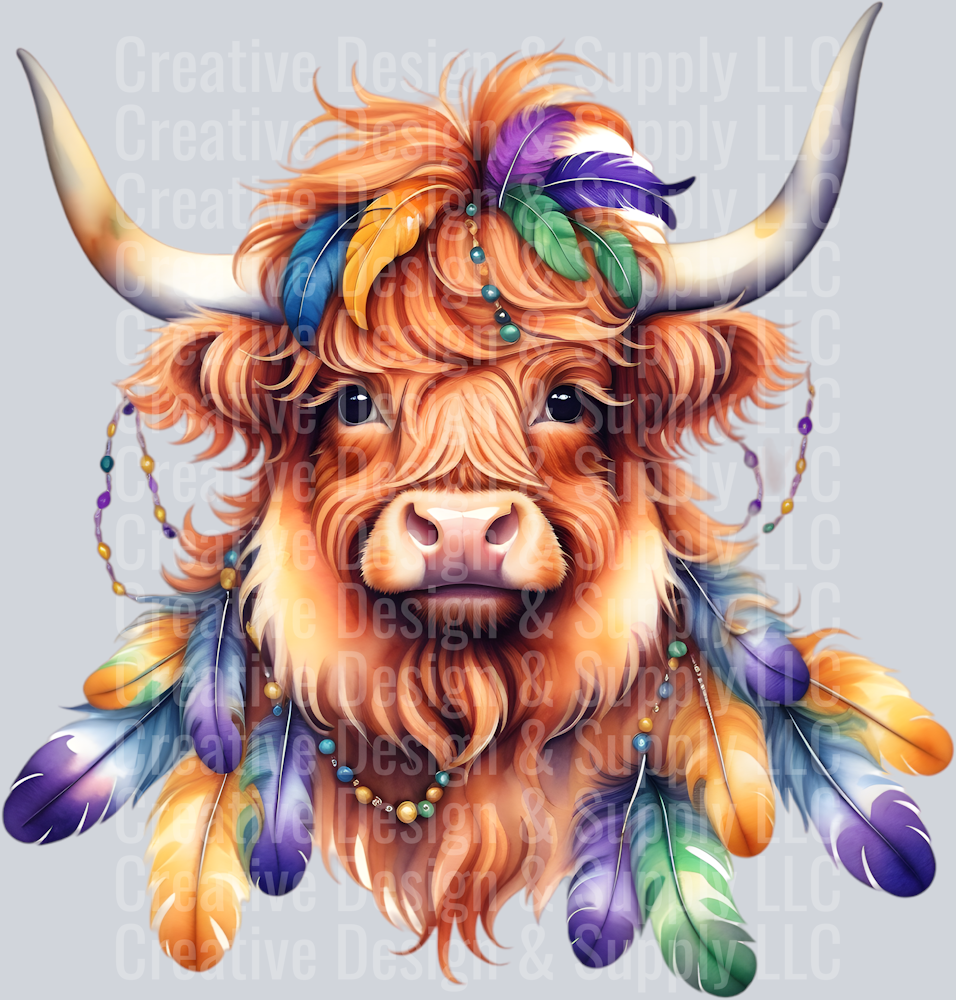 Mardi Gras Highland Cow CF 2412