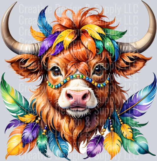 Mardi Gras Highland Cow CF 2413