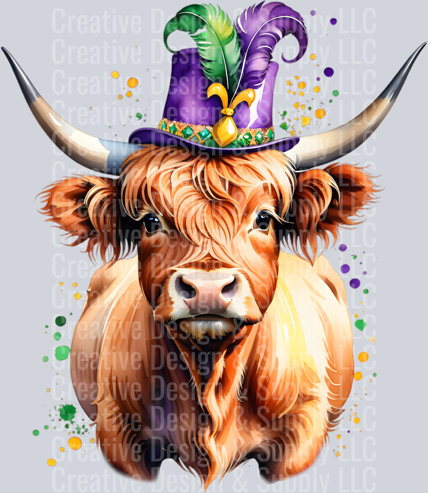 Mardi Gras Highland Cow CF 2401