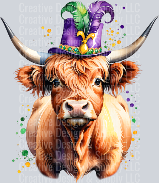 Mardi Gras Highland Cow CF 2401