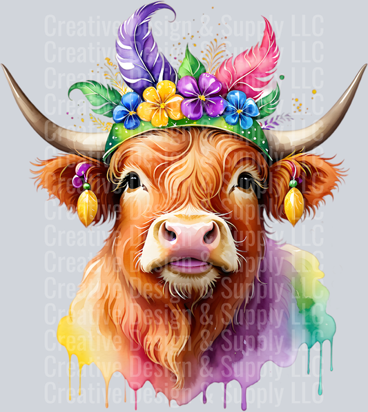 Mardi Gras Highland Cow CF 24-2